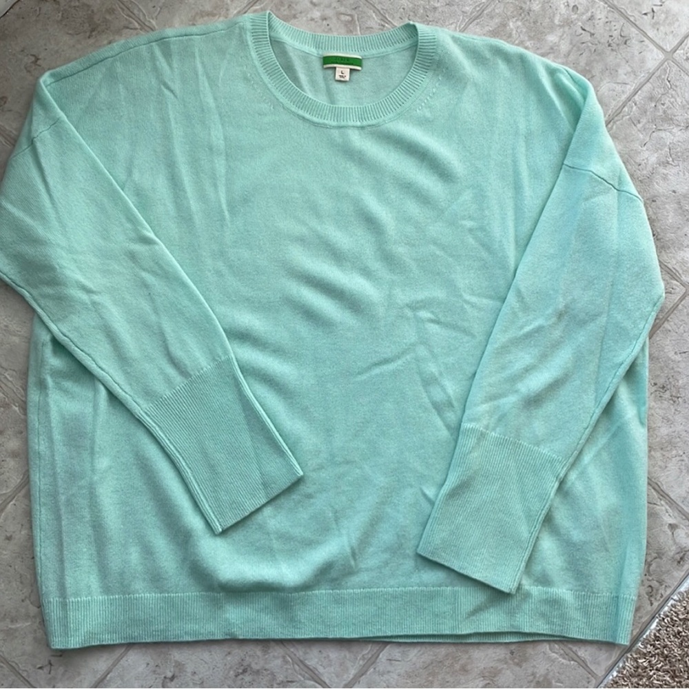 J. Crew Cashmere Crewneck Boyfriend Sweater Mint Green L (Large)